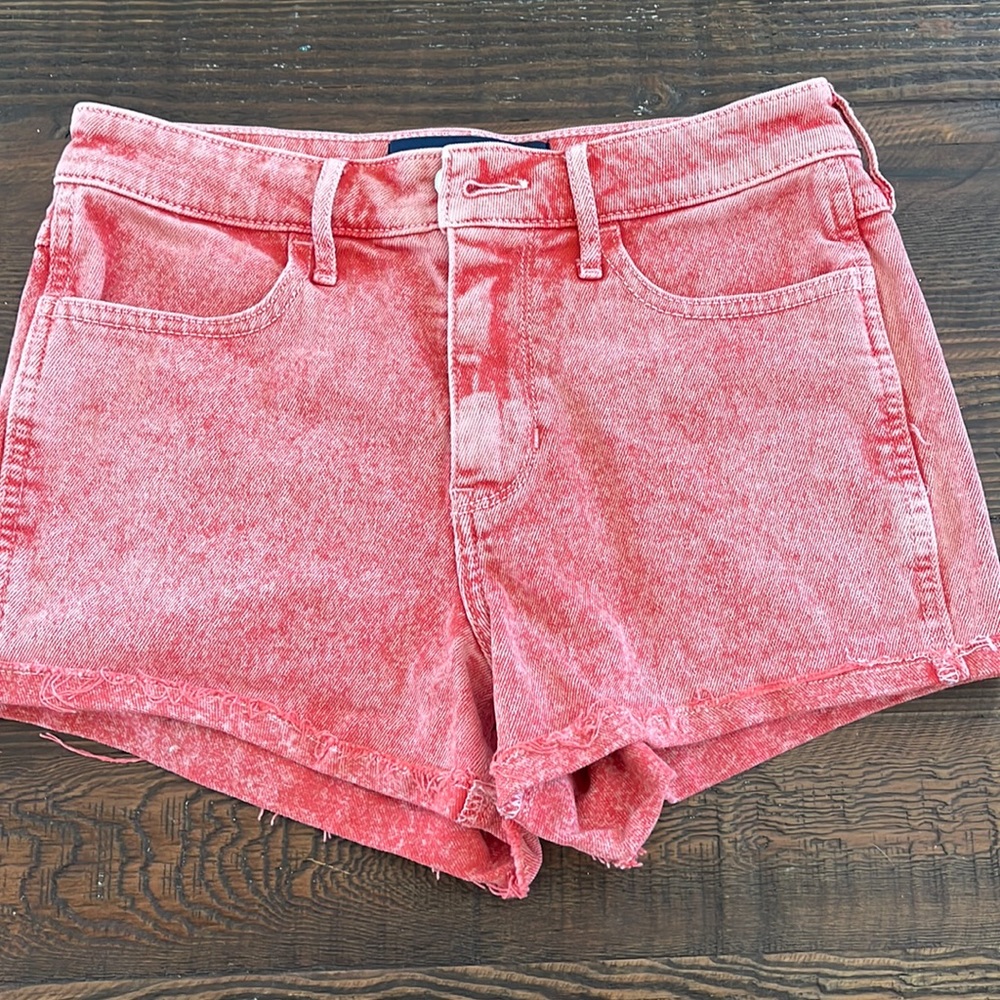 Hollister red denim shorts